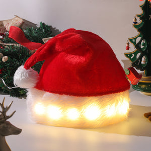LED Light Plush Santa Hat