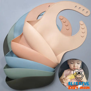 Waterproof Silicone Baby Bib with Food Catcher - Mint /
