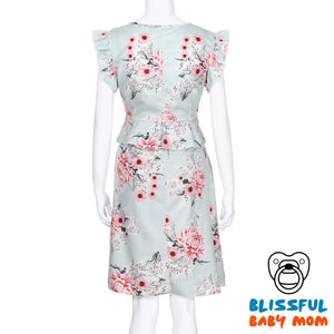 Casual Flower Print Sleeveless Maternity Dress for Women - S