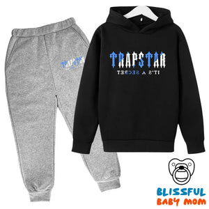 UrbanStars Trapstar Hoodie Outfit - White Gray Pants / 100cm